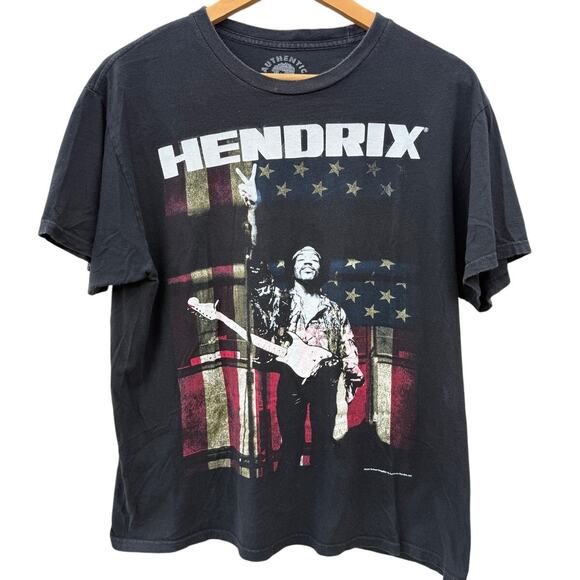 Jimi Hendrix American Flag rock music Authentic black shirt Size Large - Picture 1 of 6